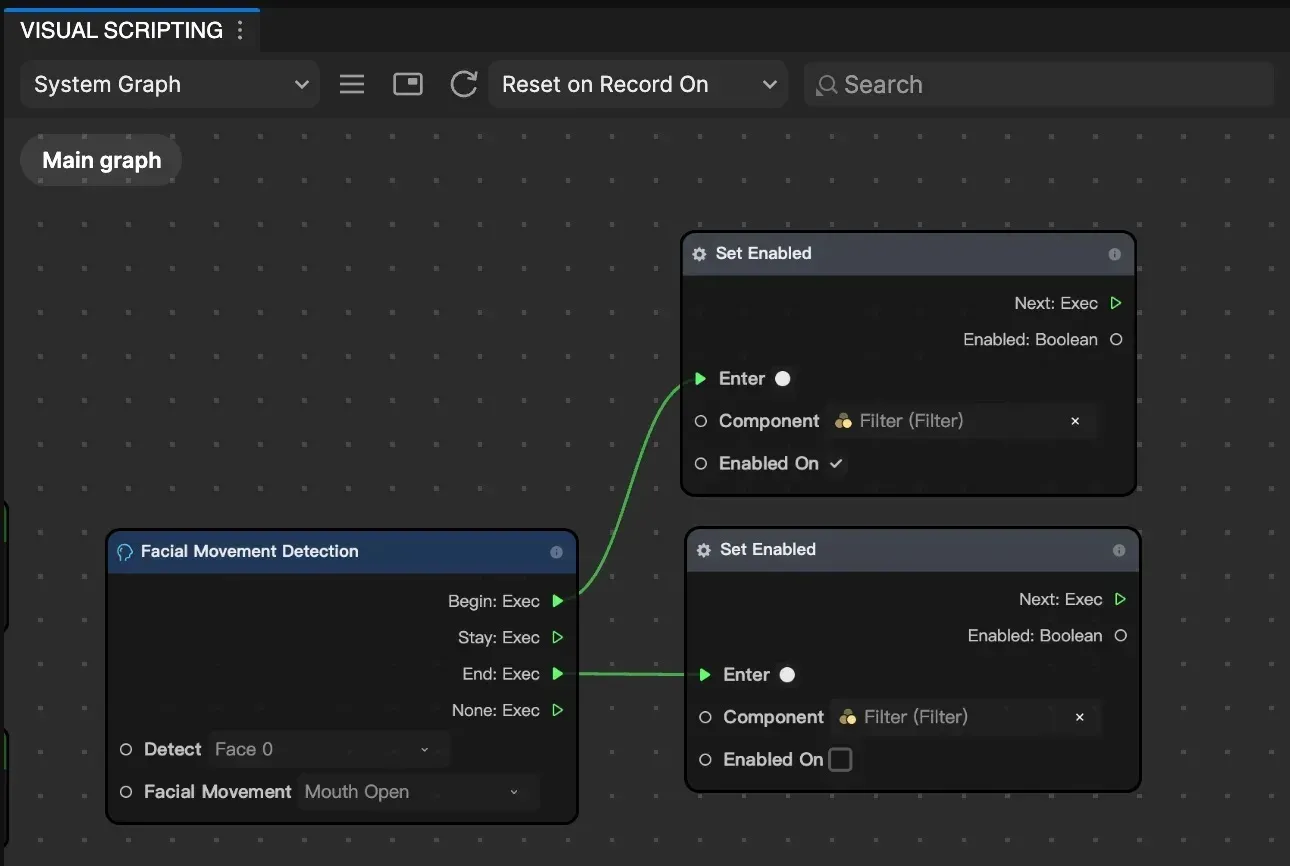 Connecting the visual programming nodes